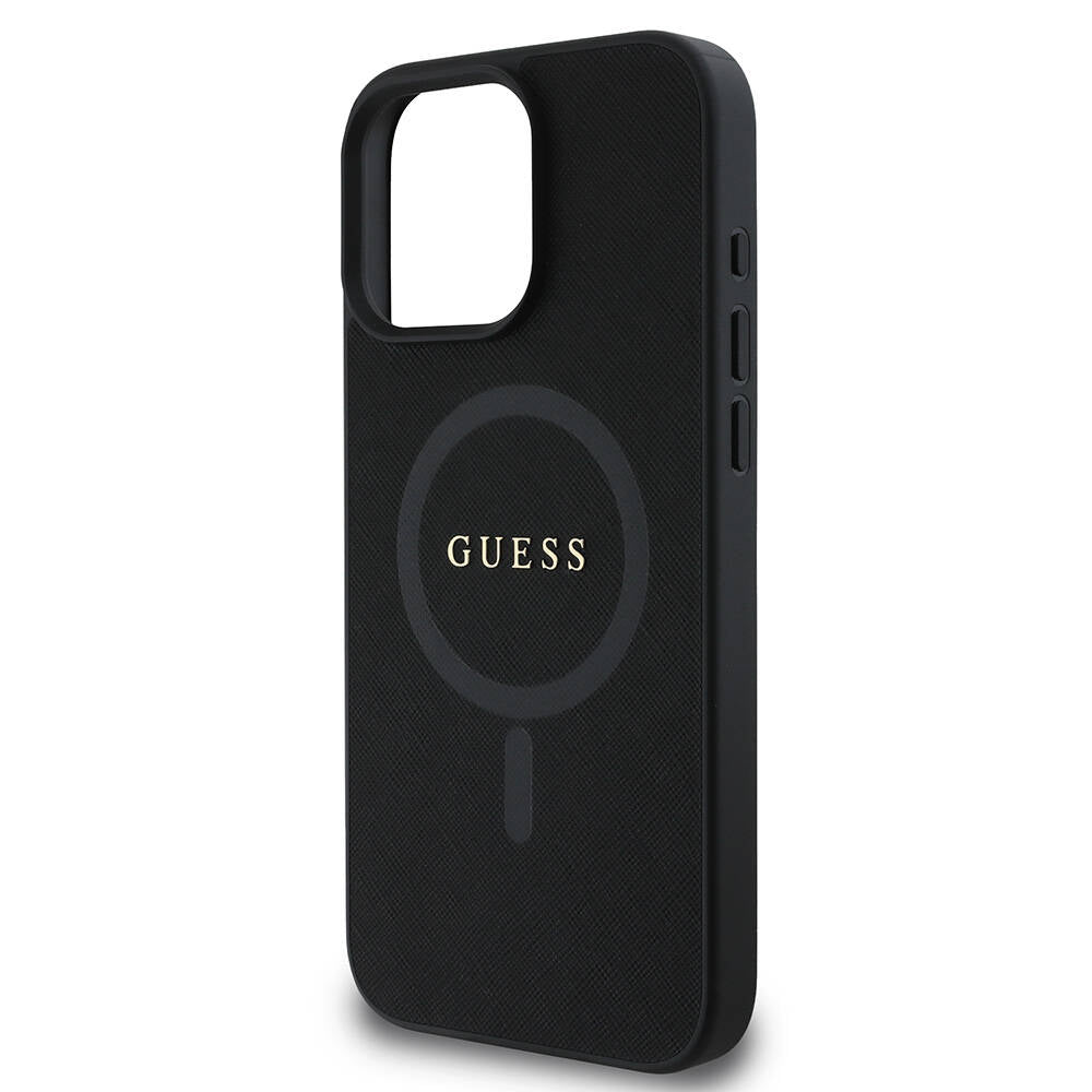 MagSafe-deksel for Apple iPhone 16 Pro, Guess, Saffiano Classic Logo, Svart