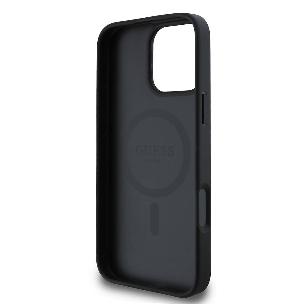 MagSafe-deksel for Apple iPhone 16 Pro, Guess, Saffiano Classic Logo, Svart