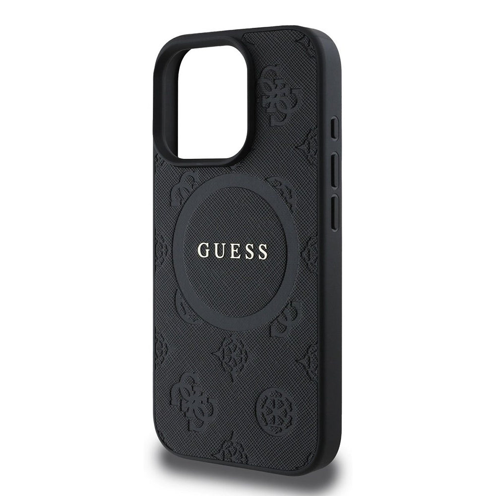 MagSafe-deksel for Apple iPhone 16 Pro, Guess, Saffiano Peony Classic Logo, Svart