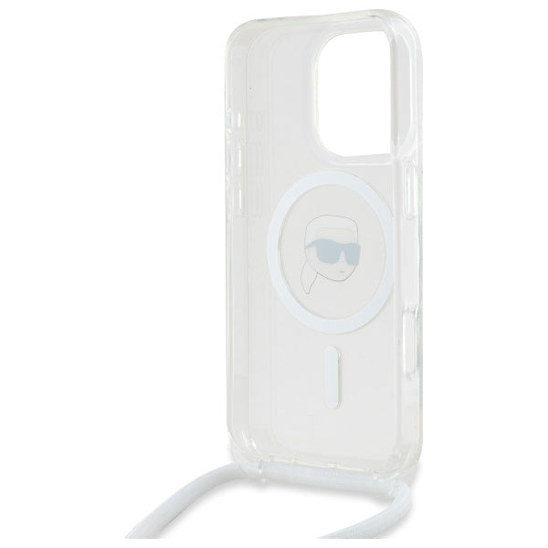 MagSafe-deksel for Apple iPhone 16 Pro, Karl Lagerfeld, IML Crossbody Karl's Head, Gjennomsiktig