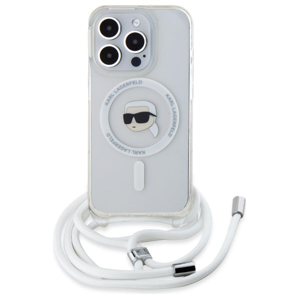 MagSafe-deksel for Apple iPhone 16 Pro, Karl Lagerfeld, IML Crossbody Karl's Head, Gjennomsiktig