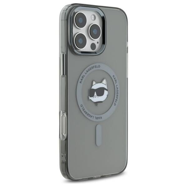 MagSafe-deksel for Apple iPhone 16 Pro, Karl Lagerfeld, IML Metal Choupette's Head, Svart