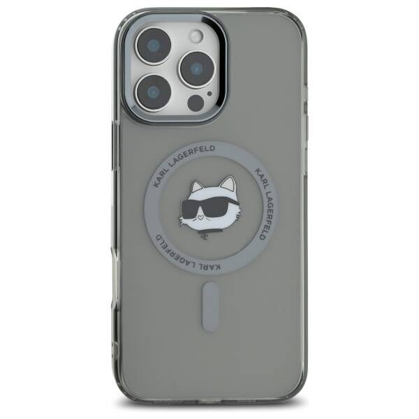 MagSafe-deksel for Apple iPhone 16 Pro, Karl Lagerfeld, IML Metal Choupette's Head, Svart