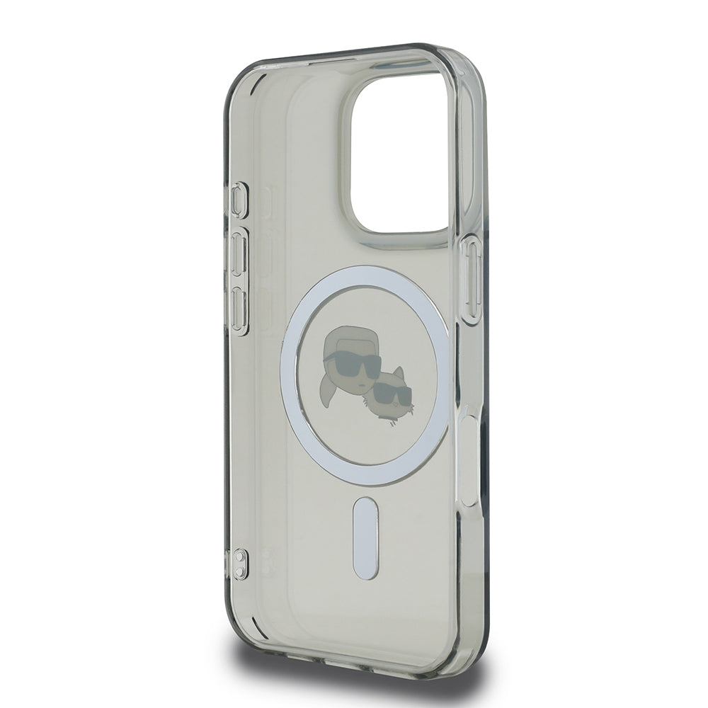 MagSafe-deksel for Apple iPhone 16 Pro, Karl Lagerfeld, IML Metal Karl & Choupette's Heads, Svart
