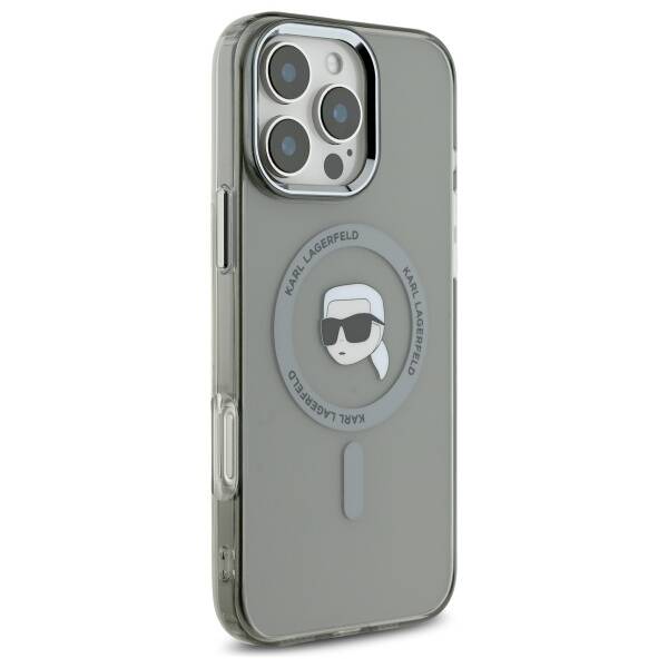MagSafe-deksel for Apple iPhone 16 Pro, Karl Lagerfeld, IML Metal Karl's Head, Svart