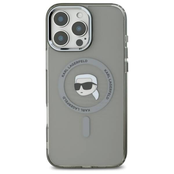 MagSafe-deksel for Apple iPhone 16 Pro, Karl Lagerfeld, IML Metal Karl's Head, Svart