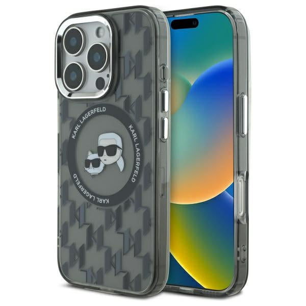 MagSafe-deksel for Apple iPhone 16 Pro, Karl Lagerfeld, IML Monogram Karl & Choupette's Heads, Svart