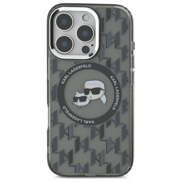 MagSafe-deksel for Apple iPhone 16 Pro, Karl Lagerfeld, IML Monogram Karl & Choupette's Heads, Svart