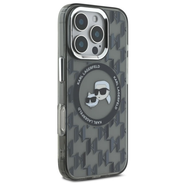 MagSafe-deksel for Apple iPhone 16 Pro, Karl Lagerfeld, IML Monogram Karl & Choupette's Heads, Svart