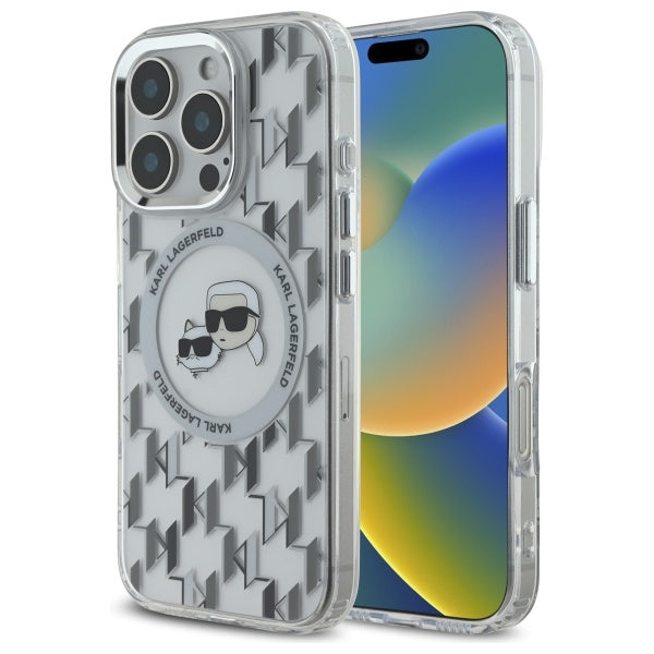 MagSafe-deksel for Apple iPhone 16 Pro, Karl Lagerfeld, IML Monogram Karl & Choupette's Heads, Gjennomsiktig