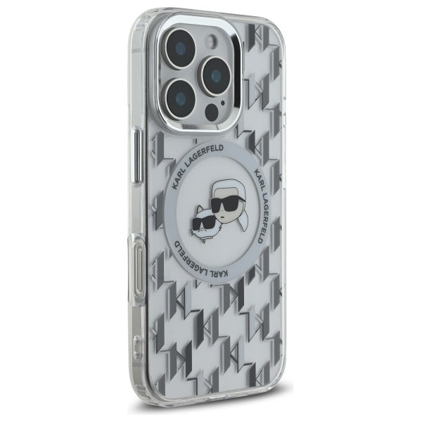 MagSafe-deksel for Apple iPhone 16 Pro, Karl Lagerfeld, IML Monogram Karl & Choupette's Heads, Gjennomsiktig