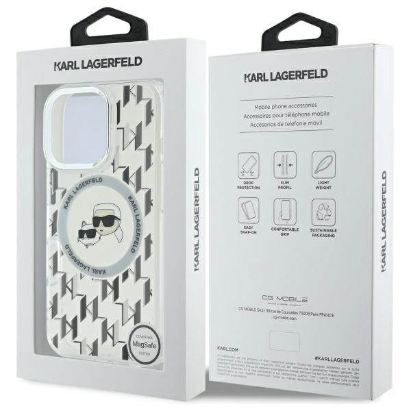 MagSafe-deksel for Apple iPhone 16 Pro, Karl Lagerfeld, IML Monogram Karl & Choupette's Heads, Gjennomsiktig
