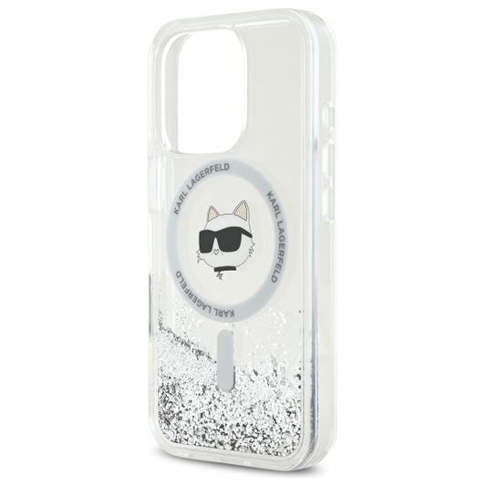 MagSafe-deksel for Apple iPhone 16 Pro, Karl Lagerfeld, Liquid Glitter Choupette's Head, Gjennomsiktig