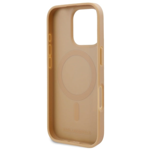 MagSafe-deksel for Apple iPhone 16 Pro, Karl Lagerfeld, Monogram Metal Logo, Beige