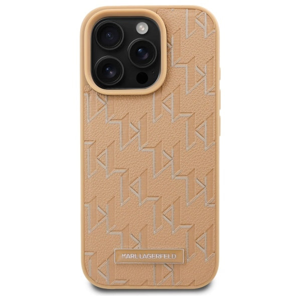 MagSafe-deksel for Apple iPhone 16 Pro, Karl Lagerfeld, Monogram Metal Logo, Beige