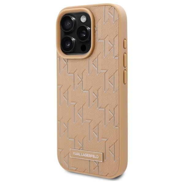 MagSafe-deksel for Apple iPhone 16 Pro, Karl Lagerfeld, Monogram Metal Logo, Beige