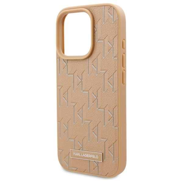 MagSafe-deksel for Apple iPhone 16 Pro, Karl Lagerfeld, Monogram Metal Logo, Beige