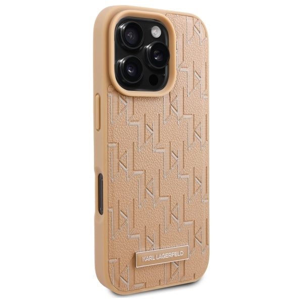 MagSafe-deksel for Apple iPhone 16 Pro, Karl Lagerfeld, Monogram Metal Logo, Beige