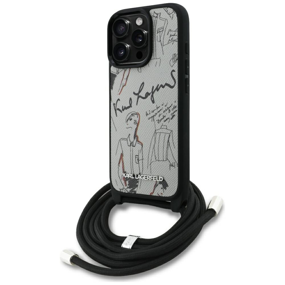 MagSafe-deksel for Apple iPhone 16 Pro, Karl Lagerfeld, Saffiano Crossbody, Grå
