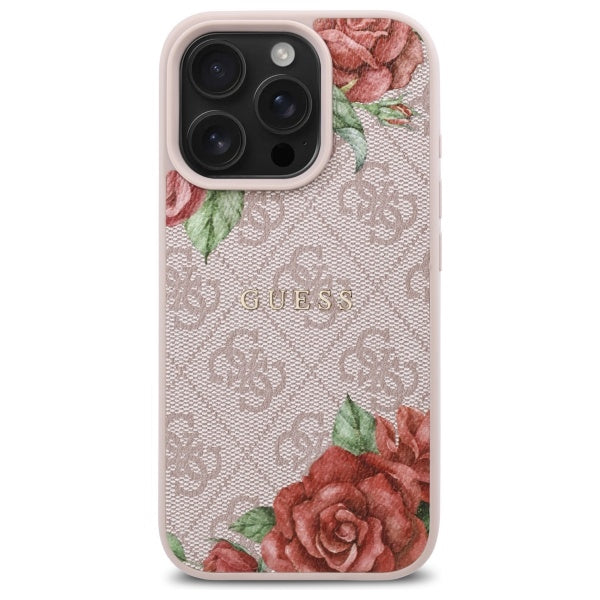 MagSafe-deksel for Apple iPhone 16 Pro Max, Guess, 4G Flowers Print, Rosa
