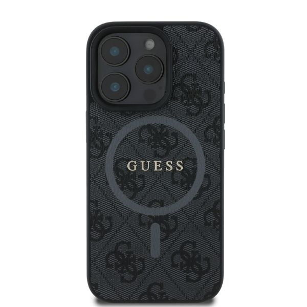 MagSafe-deksel for Apple iPhone 16 Pro Max, Guess, 4G Ring Classic Logo, Svart