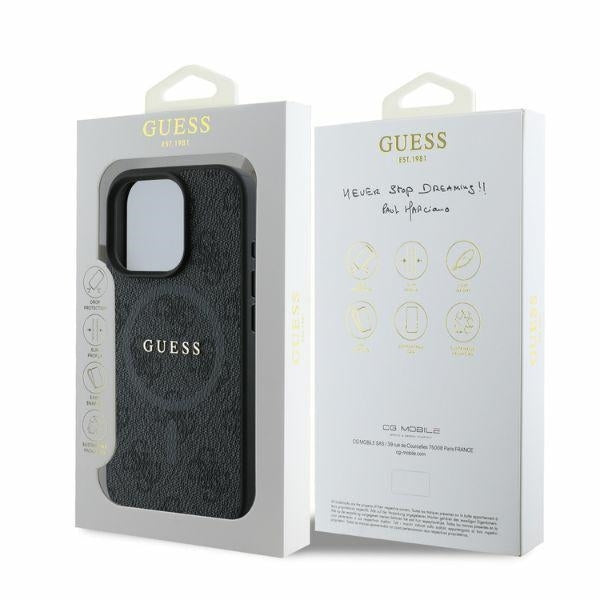 MagSafe-deksel for Apple iPhone 16 Pro Max, Guess, 4G Ring Classic Logo, Svart