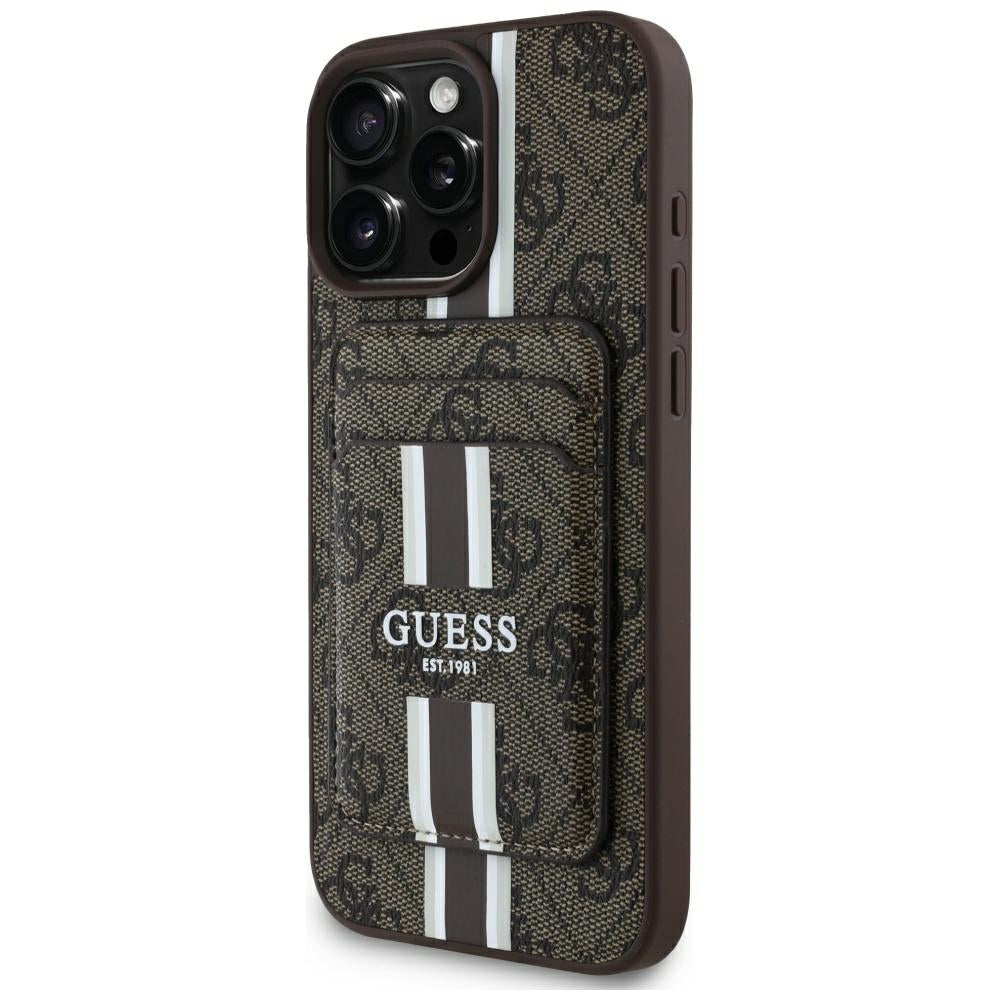 MagSafe-deksel for Apple iPhone 16 Pro Max, Guess, Cardslot 4G Stripes, Brun
