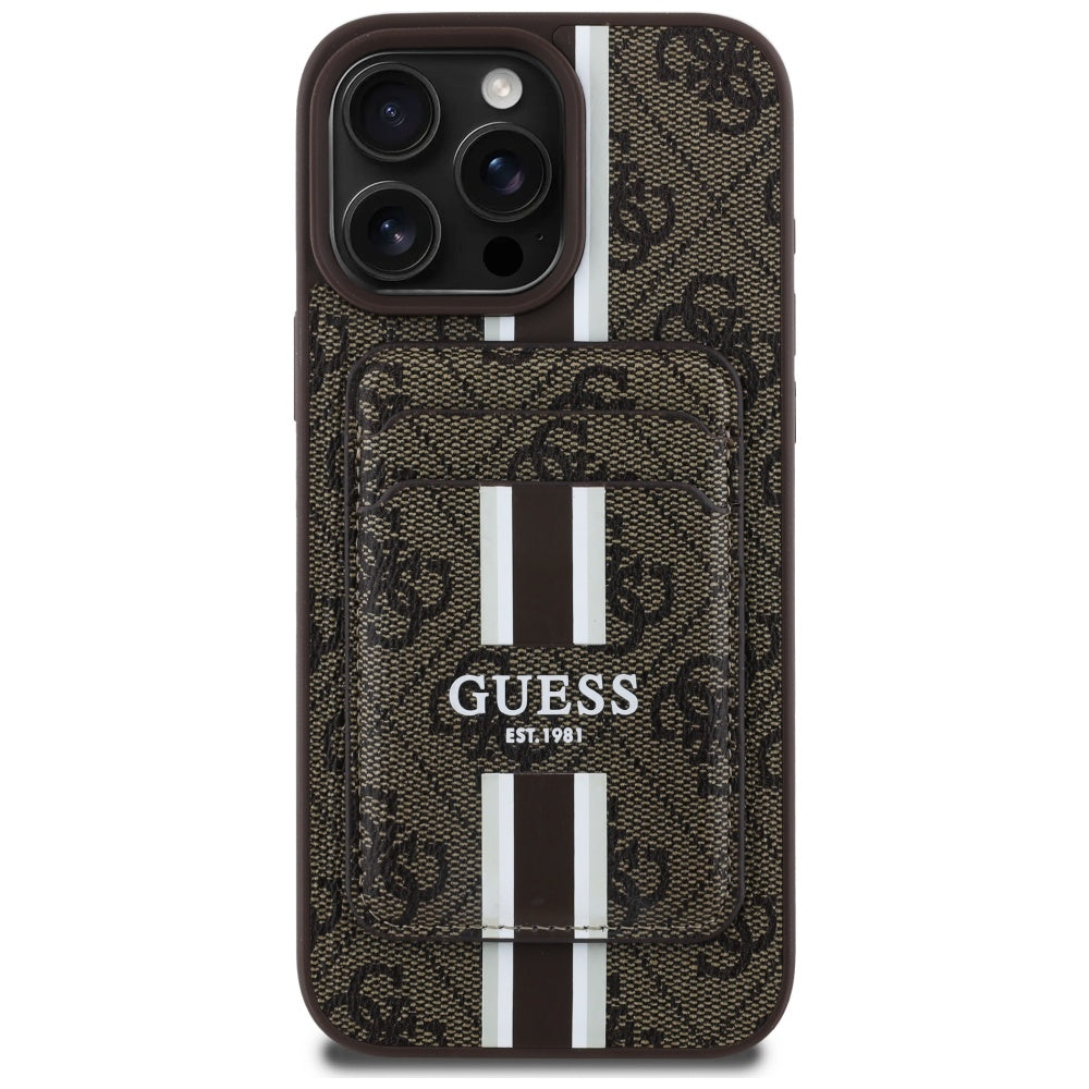 MagSafe-deksel for Apple iPhone 16 Pro Max, Guess, Cardslot 4G Stripes, Brun