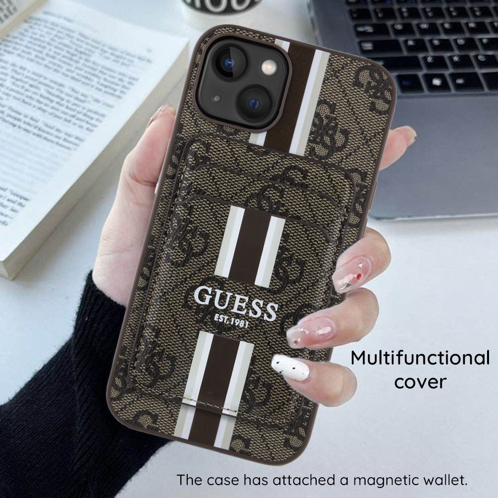 MagSafe-deksel for Apple iPhone 16 Pro Max, Guess, Cardslot 4G Stripes, Brun