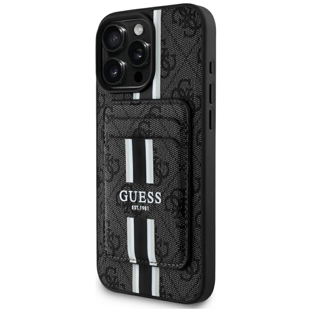 MagSafe-deksel for Apple iPhone 16 Pro Max, Guess, Cardslot 4G Stripes, Svart