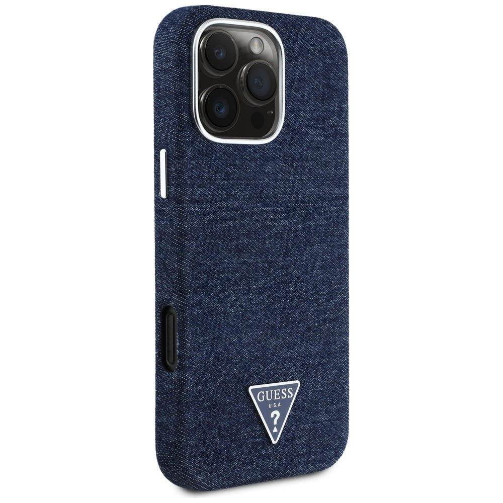 MagSafe-deksel for Apple iPhone 16 Pro Max, Guess, Denim Triangle Logo, Blå