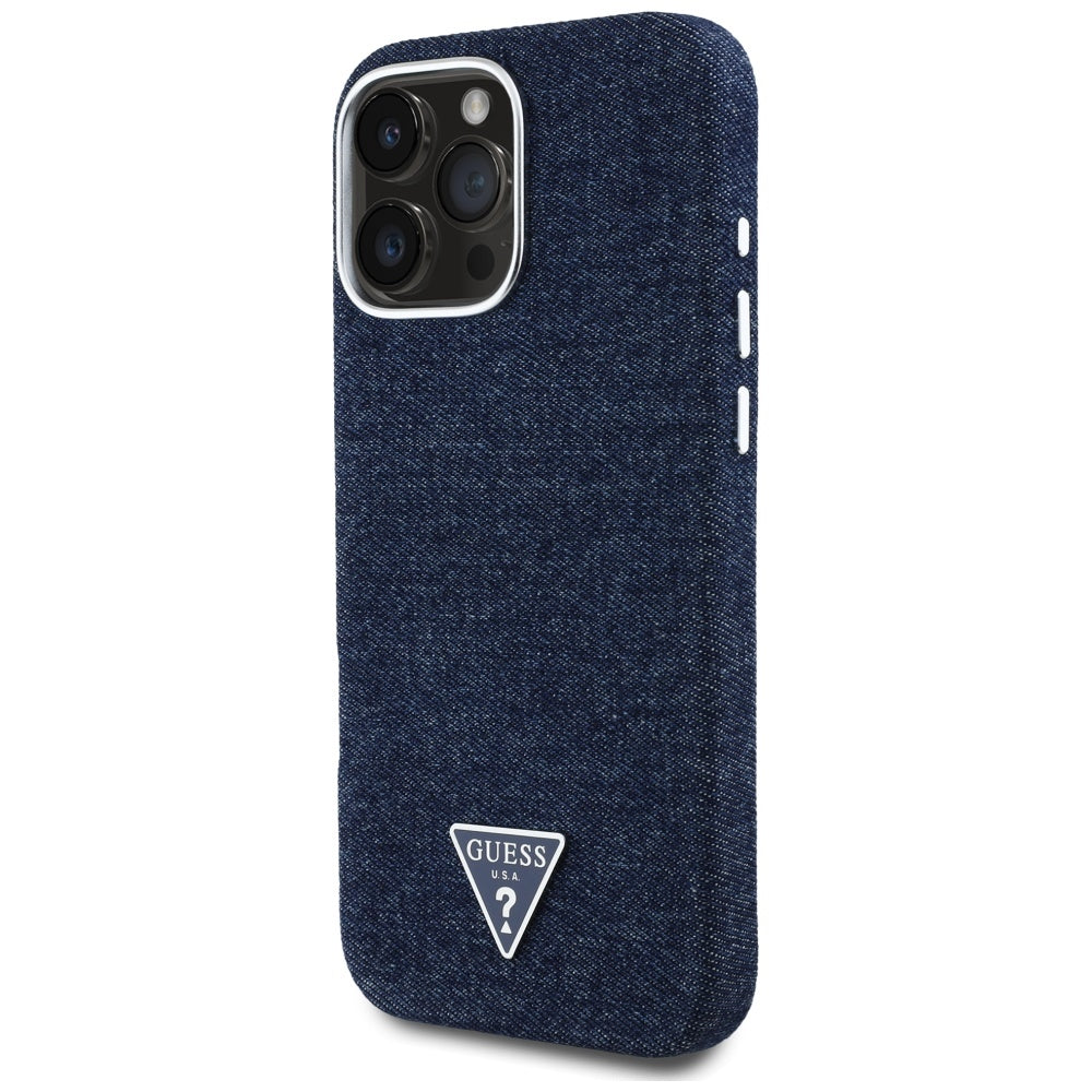 MagSafe-deksel for Apple iPhone 16 Pro Max, Guess, Denim Triangle Logo, Blå