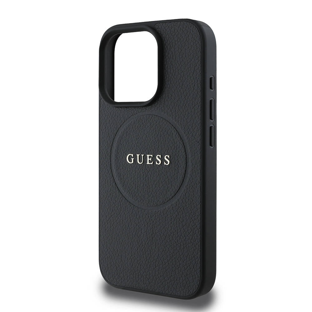 MagSafe-deksel for Apple iPhone 16 Pro Max, Guess, Grained Gold Ring, Svart