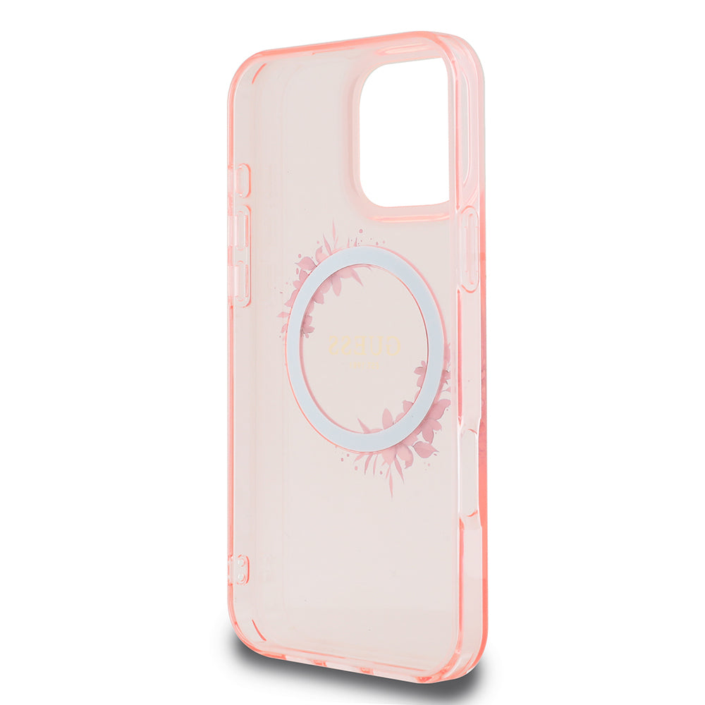 MagSafe-deksel for Apple iPhone 16 Pro Max, Guess, IML Flowers Wreath, Rosa