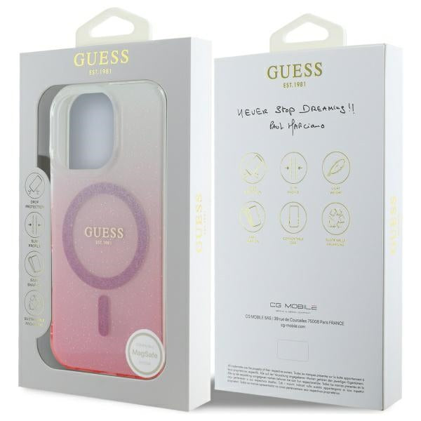 MagSafe-deksel for Apple iPhone 16 Pro Max, Guess, IML Glitter Gradient, Rosa