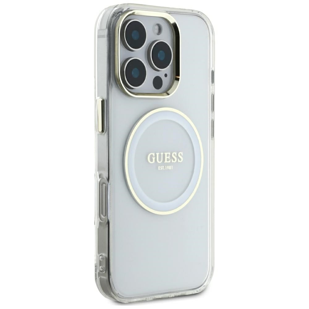 MagSafe-deksel for Apple iPhone 16 Pro Max, Guess, IML Metal Colored Circle, Hvit