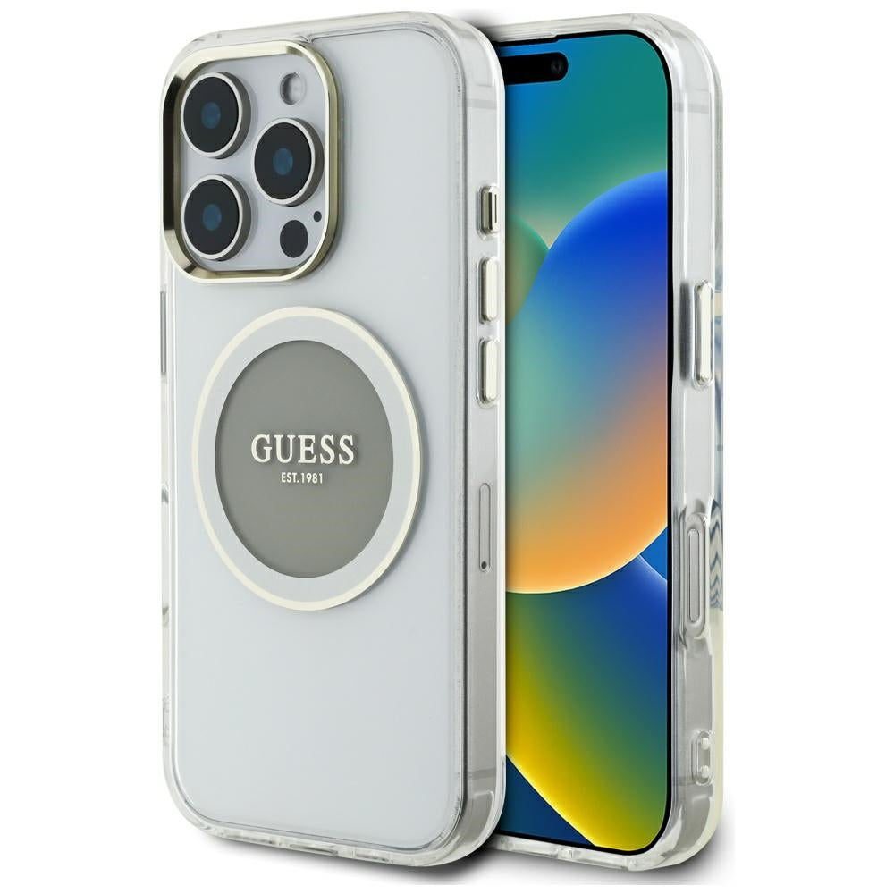 MagSafe-deksel for Apple iPhone 16 Pro Max, Guess, IML Metal Colored Circle, Grå