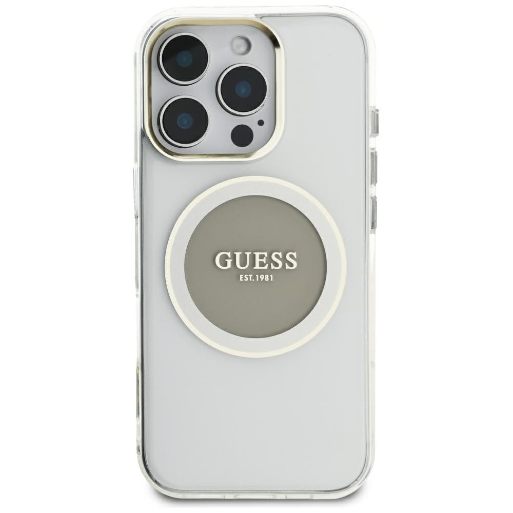 MagSafe-deksel for Apple iPhone 16 Pro Max, Guess, IML Metal Colored Circle, Grå