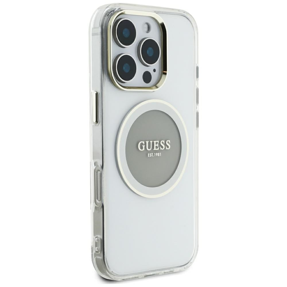 MagSafe-deksel for Apple iPhone 16 Pro Max, Guess, IML Metal Colored Circle, Grå