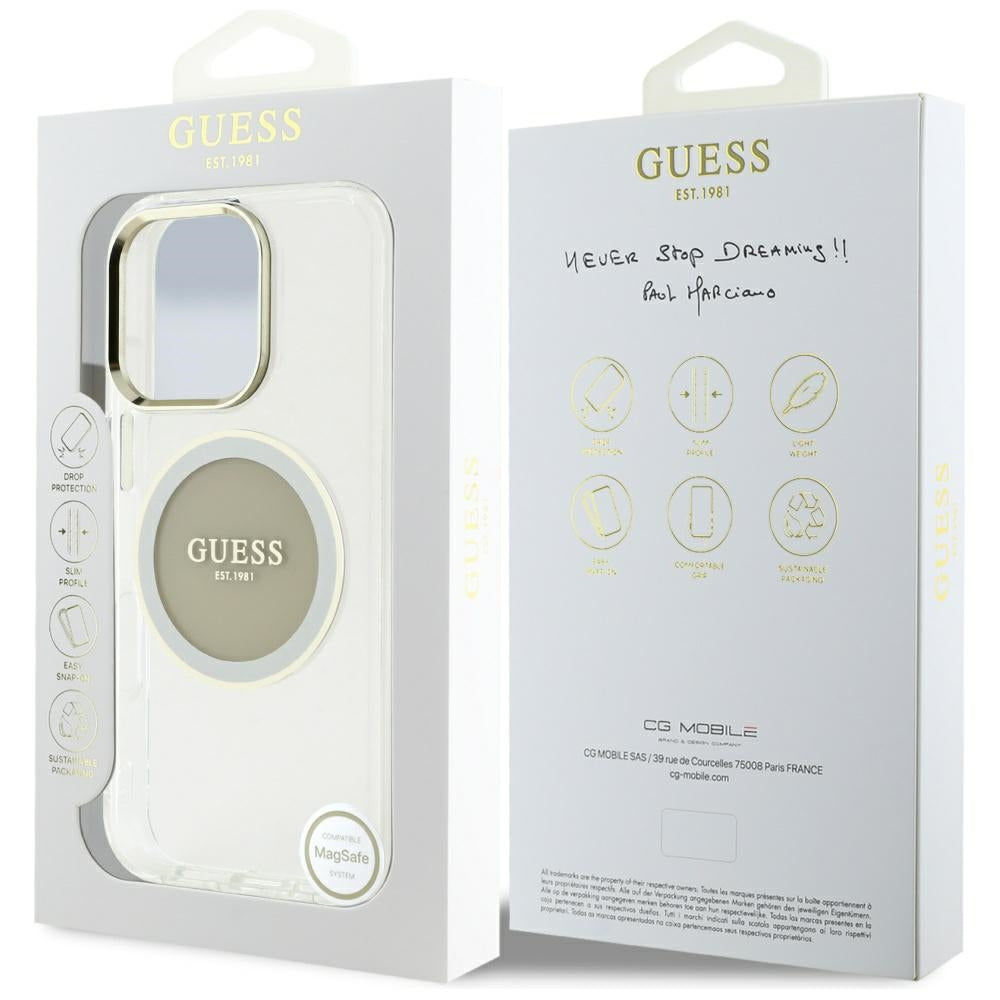 MagSafe-deksel for Apple iPhone 16 Pro Max, Guess, IML Metal Colored Circle, Grå