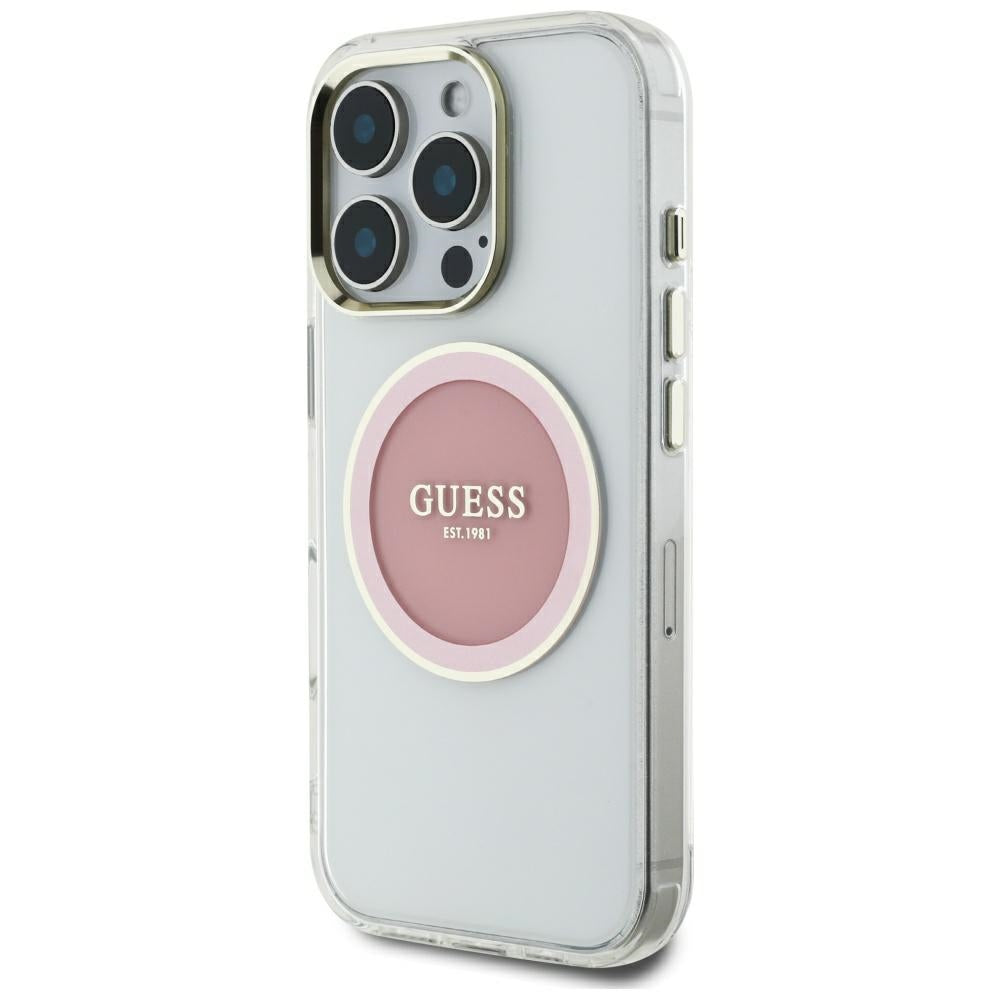 MagSafe-deksel for Apple iPhone 16 Pro Max, Guess, IML Metal Colored Circle, Rosa