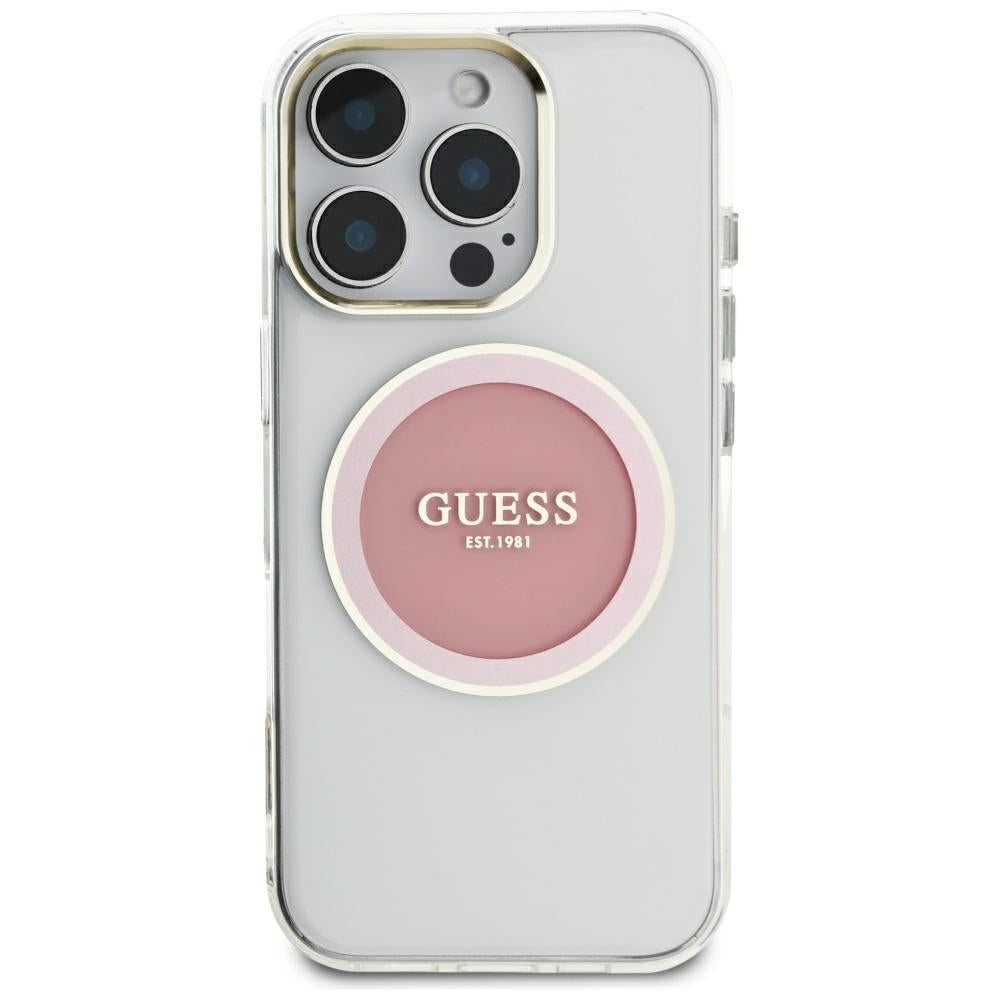 MagSafe-deksel for Apple iPhone 16 Pro Max, Guess, IML Metal Colored Circle, Rosa