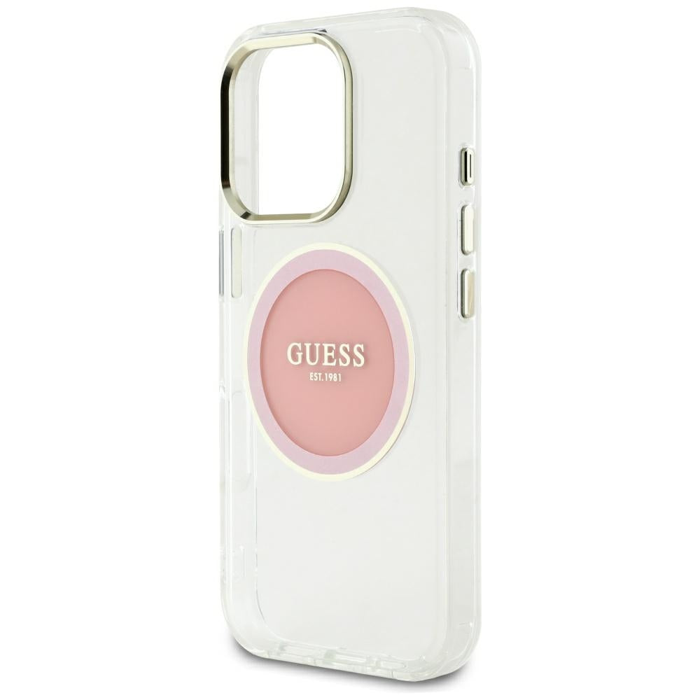 MagSafe-deksel for Apple iPhone 16 Pro Max, Guess, IML Metal Colored Circle, Rosa