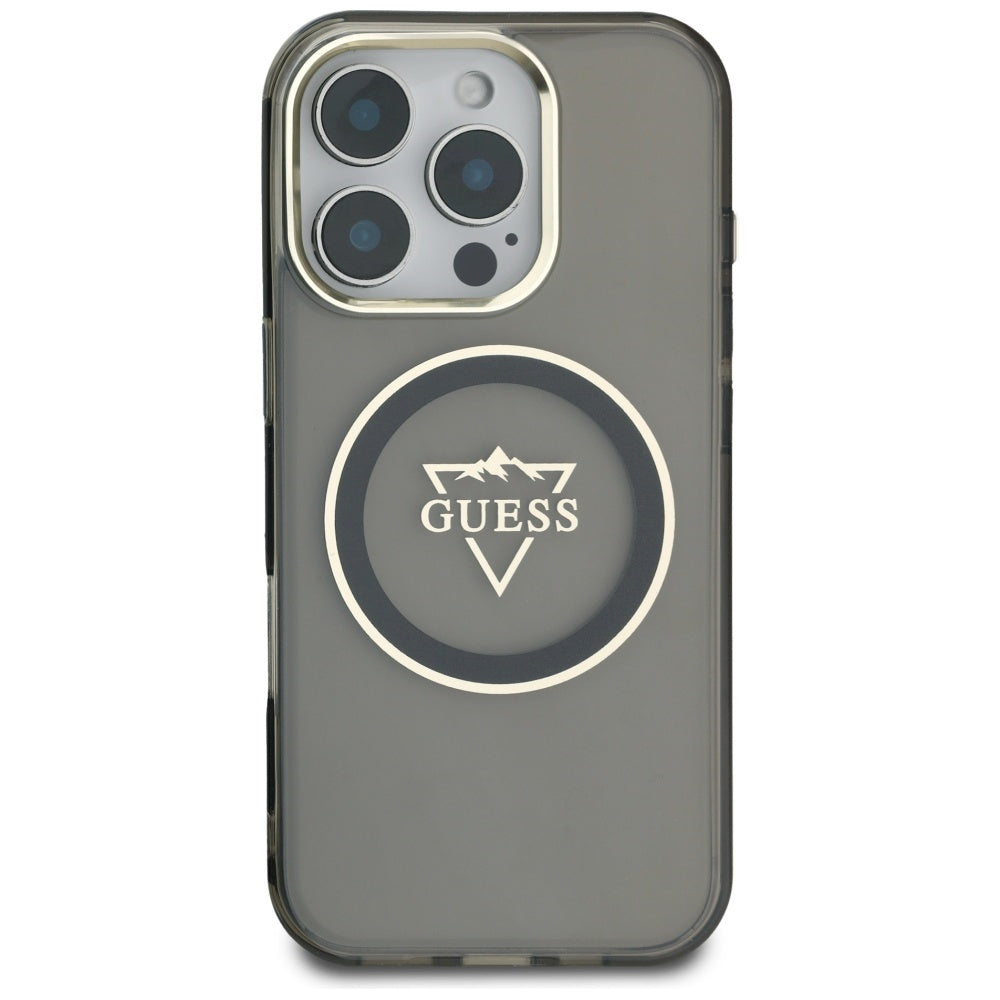 MagSafe-deksel for Apple iPhone 16 Pro Max, Guess, IML Metal Mountain Logo, Svart