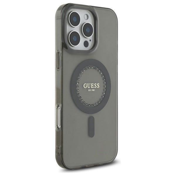 MagSafe-deksel for Apple iPhone 16 Pro Max, Guess, IML Rhinestone, Svart
