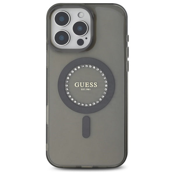 MagSafe-deksel for Apple iPhone 16 Pro Max, Guess, IML Rhinestone, Svart