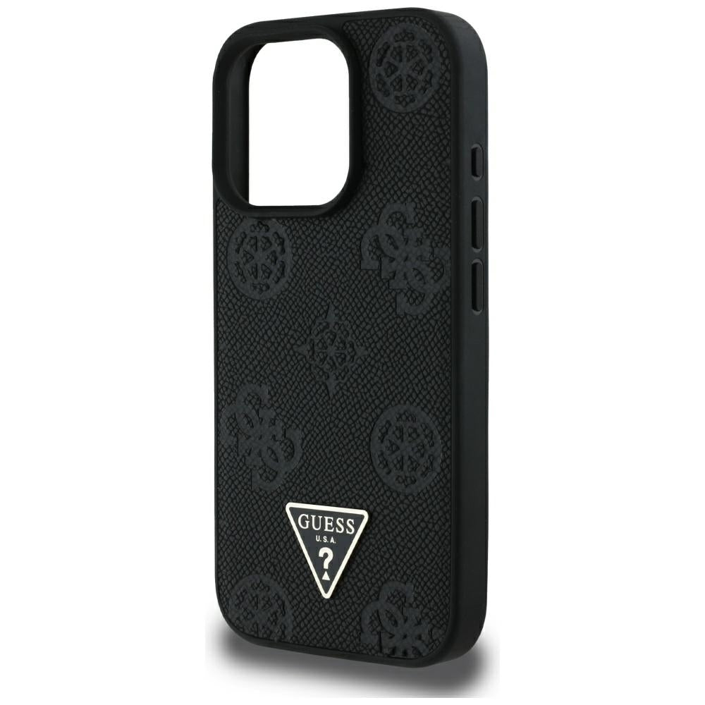 MagSafe-deksel for Apple iPhone 16 Pro Max, Guess, Peony Grained Hot Stamp Triangle, Svart