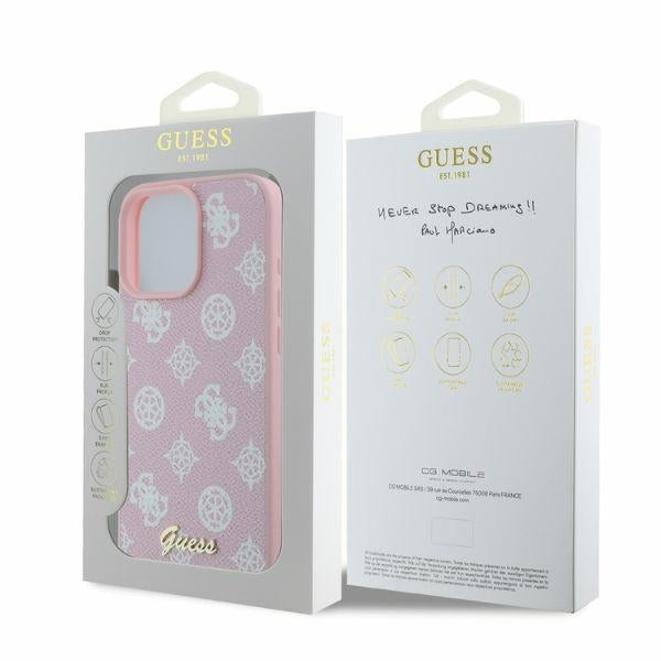 MagSafe-deksel for Apple iPhone 16 Pro Max, Guess, Peony Script, Rosa