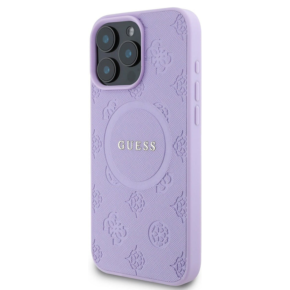 MagSafe-deksel for Apple iPhone 16 Pro Max, Guess, Saffiano Peony Classic Logo, Lilla