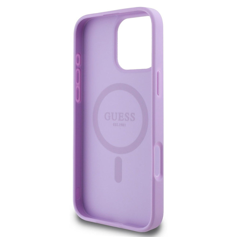 MagSafe-deksel for Apple iPhone 16 Pro Max, Guess, Saffiano Peony Classic Logo, Lilla